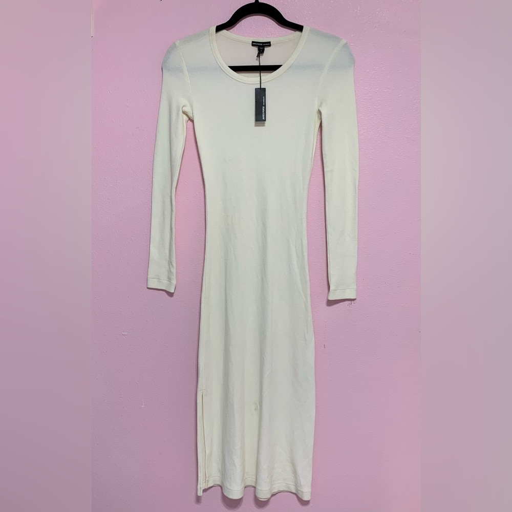 James Perse Cream Long Sleeve Midi Dress Sz 1